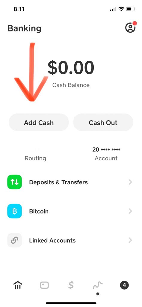 Tap "Add Money to Account. . Add cash to cash app at store